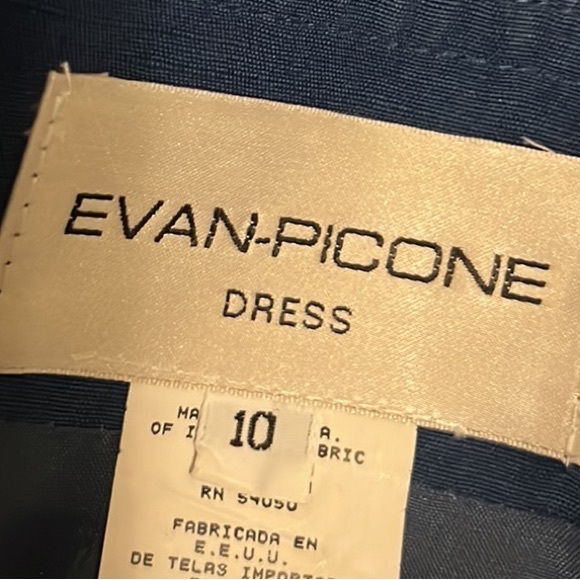 EVAN-PICONE, Short Sleeve, Square Neck, Shoulder Pad, Vintage Dress, Blue,  10 - Picture 3 of 5